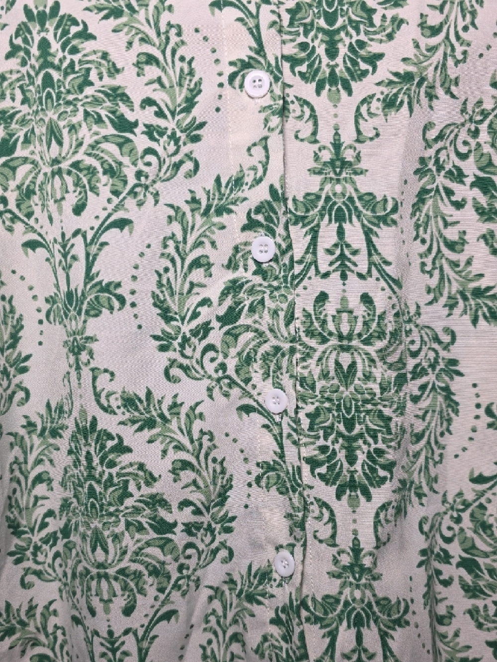 Classic Green Damask Button-Down Shirt - Women's - Picture 3 of 8